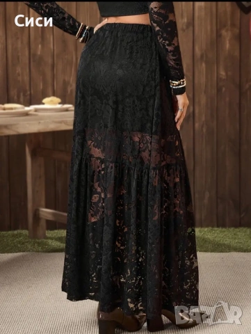 Черна дантелена пола, снимка 2 - Поли - 53834861