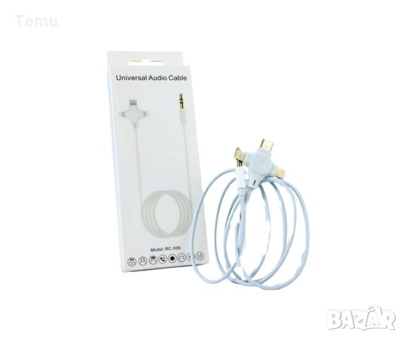 Универсален аудио кабел 3,5 mm към 2 Lightning+Type-C,Bluetooth връзка,AUX RC-008, снимка 3 - Други стоки за дома - 45589781