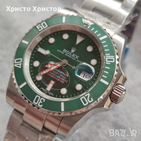 Мъжки луксозен часовник Rolex Submariner Date Hulk Oystersteel Green Dial Men's Watch 116610LV-0002, снимка 4 - Мъжки - 46201319