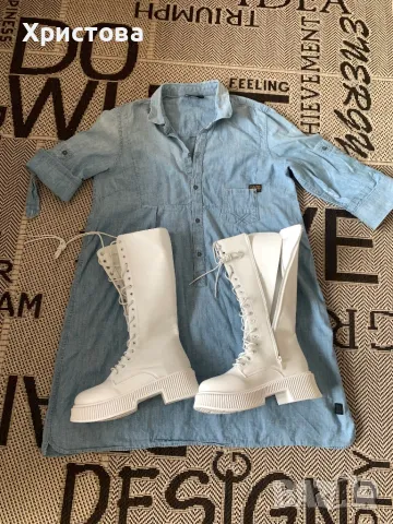 Бели ботуши с връзки, снимка 2 - Дамски ботуши - 49644851