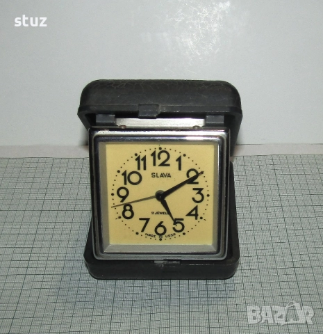 Будилник Слава "Табакера", туристически, снимка 2 - Антикварни и старинни предмети - 52970292