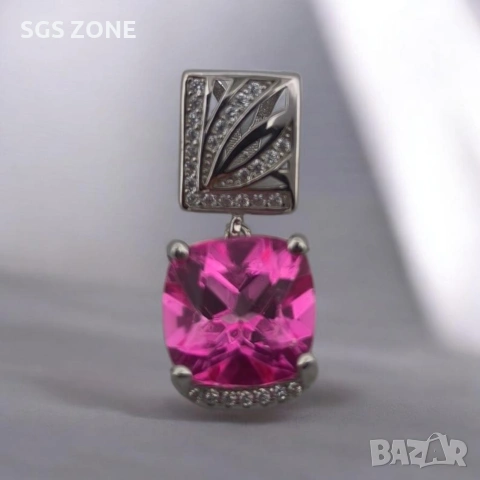 Сребърен медальон с розов топаз от Тайланд, проба 925., снимка 2 - Колиета, медальони, синджири - 54025547