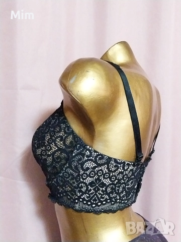 Prima Donna 75 F Черен дантелен сутиен с бежава подплата , снимка 4 - Бельо - 52668358