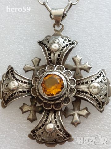Прекрасен сребърен филигранен малтийски кръст-ръчна работа, снимка 6 - Колиета, медальони, синджири - 45762834