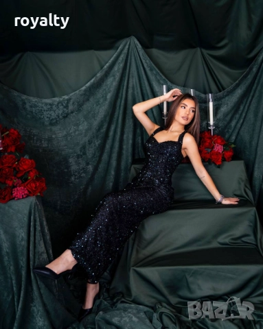 Пайетена Рокля в Тъмно Зелен Цвят