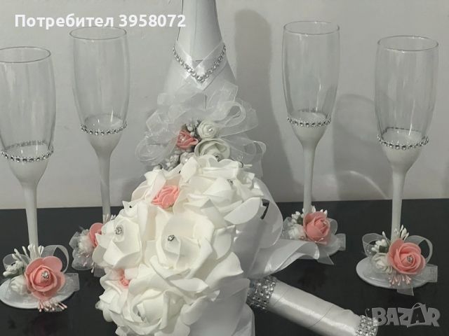 Сватбени чаши, снимка 4 - Сватбени аксесоари - 45648309