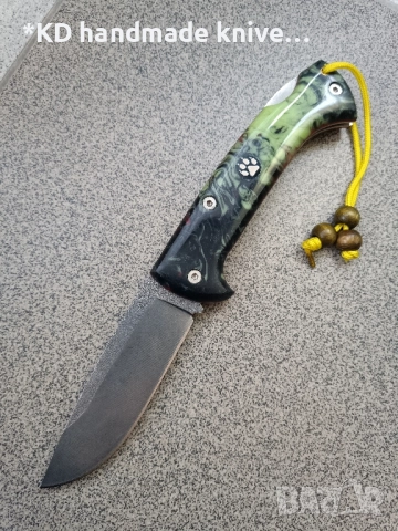 Сгъваем нож ръчно изработен от N690co стомана + ПОДАРЪК кания, снимка 2 - Ножове - 52339426