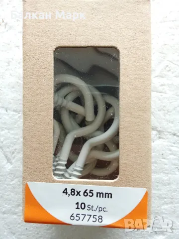 КУКА ЗА ДЪРВО С РЕЗБА, ПОЦИНКОВАНА 4.8x65мм, оп. 10 бр., прахово покритие бяло, снимка 2 - Железария - 50309479