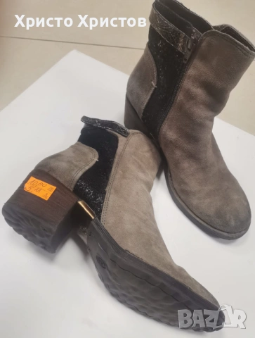 Дамски велурени боти KHRIO Размер 37 / Стелка 23 см, снимка 3 - Дамски боти - 53021829
