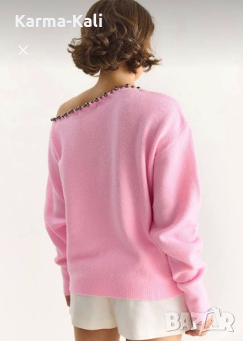 розов пуловер , снимка 2 - Блузи с дълъг ръкав и пуловери - 52991735