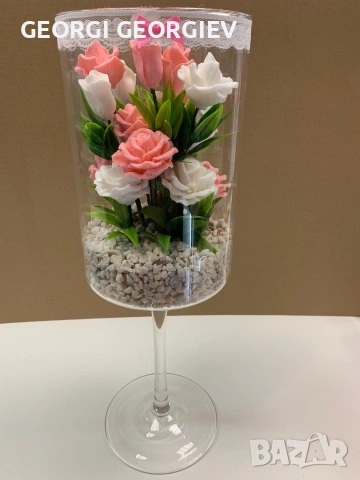 цветя изработени с глицеринов ароматен сапун и Българска роза , снимка 5 - Изкуствени цветя - 53463345