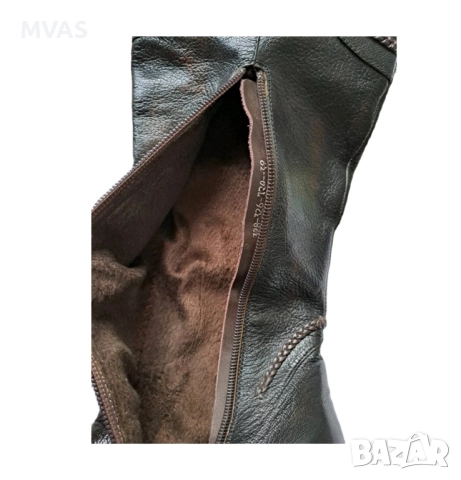 Нови дамски ботуши естествена кожа тъмно кафяви на висок ток 39 размер, снимка 4 - Дамски ботуши - 51879176