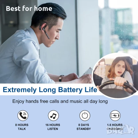 Bluetooth слушалка с двоен микрофон с шумопотискане за мобилен телефон, снимка 6 - Bluetooth слушалки - 50827882