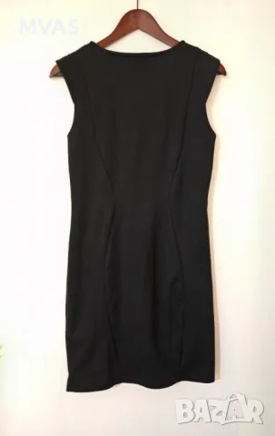 Черно бяла памучна вталяваща рокля S M , снимка 2 - Рокли - 49941490