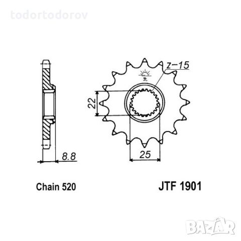 Зъбно колело(пиньон) - предно JT SPROCKETS  JTF1901,13 - 520, зъби: 13, снимка 2 - Аксесоари и консумативи - 45220942