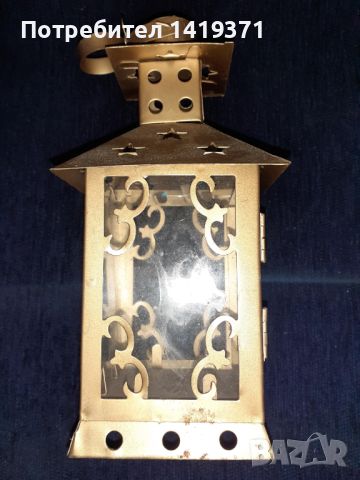 Стар красиво декориран ръчен фенер за свещ с вратичка и халка за носене, снимка 4 - Декорация за дома - 45694077