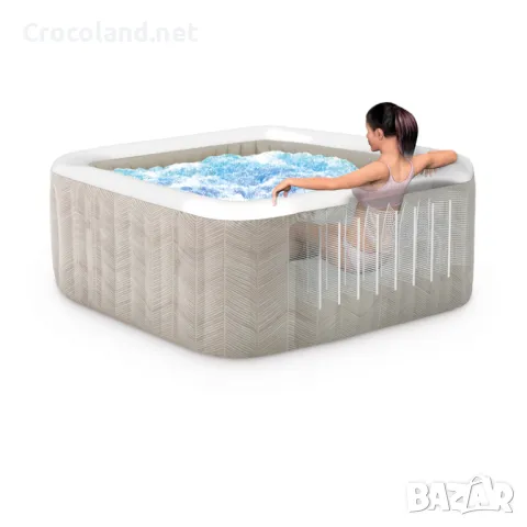Надуваемо джакузи Intex PureSpa Chevron Bubble Deluxe, 6 места, 239 х 71 см, 170 въздушни струи, бял, снимка 3 - Басейни и аксесоари - 50083860