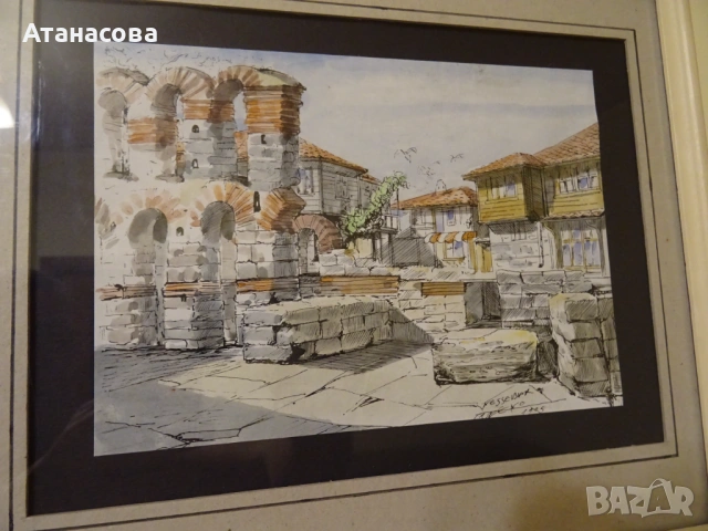 Картина "Несебър" Цветко Димитров 1995 г , снимка 3 - Картини - 53893027