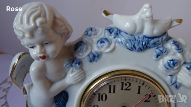 Порцеланов настолен часовник с херувими и гълъби. , снимка 6 - Антикварни и старинни предмети - 52219139