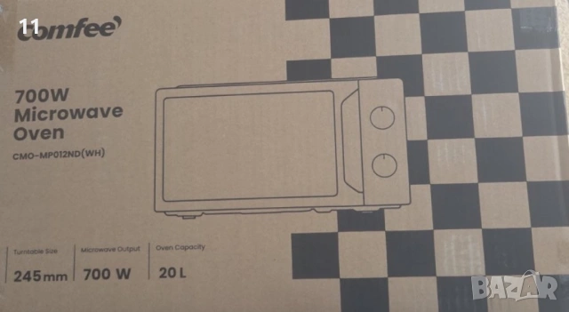 Компактна микровълнова фурна Comfee - 20 литра, 700W и 5 нива на мощност, снимка 5 - Микровълнови - 53450581