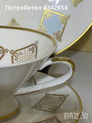 Винтидж порцеланова тройка Oscar Schaller Bavaria (1918–1935 г.) , снимка 6 - Антикварни и старинни предмети - 53491785