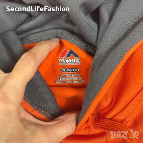 Суитшърт Majestic Rough Necks с качулка, оранжев, мъжки размер XL, снимка 2 - Суичъри - 52796491