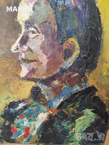 Експресивен български портретен етюд – масло върху фазер, снимка 4 - Антикварни и старинни предмети - 53756949