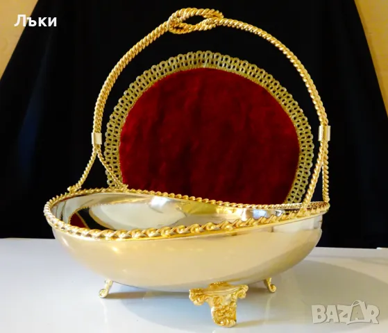 Позлатена фруктиера,кошница 24k Gold. , снимка 11 - Антикварни и старинни предмети - 47293684