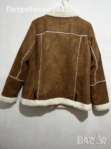 Дамско велурено яке с каракул , снимка 2 - Якета - 52836820