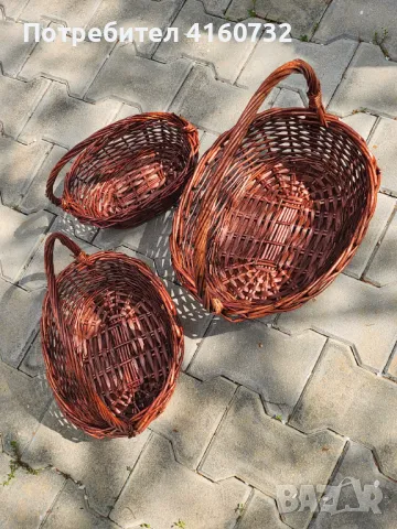 Плетена бяла и кафява  овална кошница, кошници за декорация,  подаръчни кошници, снимка 7 - Други - 46900030