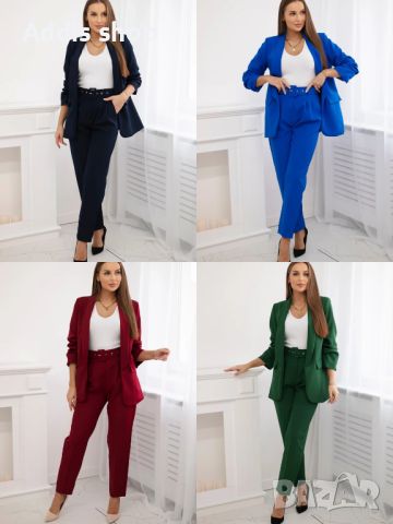 Елегантен дамски комплект сако и панталон, 4цвята , снимка 1 - Костюми - 45794743