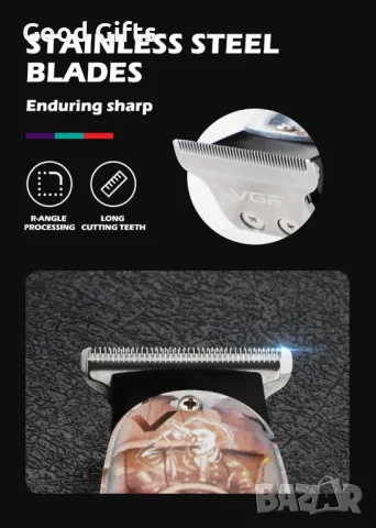 Машинка за подстригване VGR V-953 – Безжична, USB зареждане, Професионално оформление, снимка 7 - Машинки за подстригване - 50390249