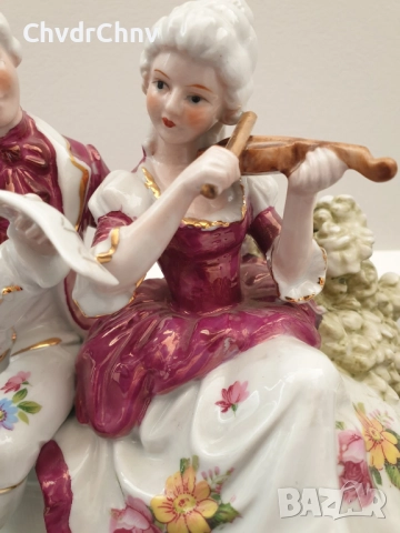 Lippelsdorf GDR Grafenthal статуетка 18см/ГДР Графентал стара немска порцеланова фигура/музиканти, снимка 6 - Статуетки - 51530585