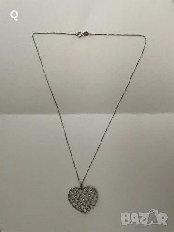 Сребърно синджирче с висулка сърце, проба 925(4), снимка 4 - Колиета, медальони, синджири - 50949658