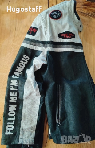 Винтидж Мъжко кожено яке моторджиско Cafe Racer Clockhouse Xl, снимка 3 - Якета - 52859627