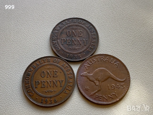 1 пени 1935, 1936, 1943,  Австралия 