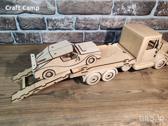 Комплект дървени модели - Камион за пътна помощ и автомобил – Craft Camp, снимка 4 - Коли, камиони, мотори, писти - 52739165