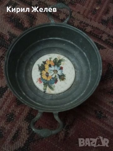 Антикварен калаен съд (купичка)с дръжки 54275, снимка 3 - Антикварни и старинни предмети - 53624465