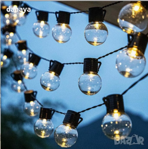 6430 Соларни лампички за градина Соларен гирлянд с 20 LED топки, 5 метра, снимка 4 - Градински мебели, декорация  - 53534901