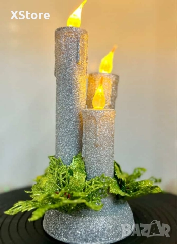 Коледна магия с три бляскави LED свещи, снимка 4 - Декорация за дома - 52441107