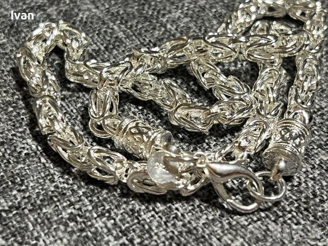 Сребърен синджир, снимка 2 - Колиета, медальони, синджири - 53485319