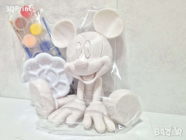 Комплект за оцветяване – 3D фигура Мики Маус + бои и палитра (17 см), снимка 2 - Рисуване и оцветяване - 53651214