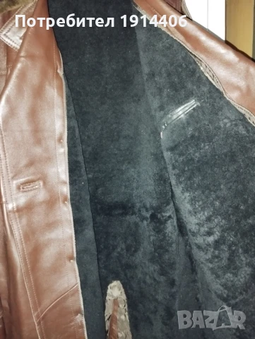 Кожено палто шуба с вълнена подплата и кожена яка, всичко естествена кожа, снимка 3 - Палта - 50585443