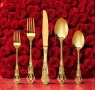 Комплект от 30 части прибори от неръждаема стомана в златен цвят, снимка 3