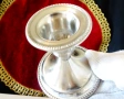 Посребрен свещник 7 см.,перлен релеф. , снимка 3