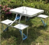 Сгъваема маса за къмпинг със столове тип куфар, Алуминиеви, снимка 4