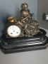 Франция 1800-те/42см-14кг стар френски каминен часовник/бронзова фигура-мрамор, снимка 1