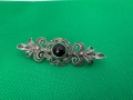 Стара сребърна брошка с камък. №7508, снимка 1