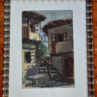 Стара  българска картина акварел, снимка 2 - Антикварни и старинни предмети - 45337394