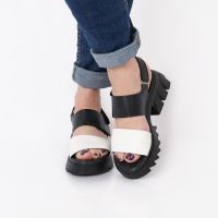 Дамски модни сандали от естествена кожа модел на ПРАДА бяло и черно, снимка 2 - Сандали - 45891747